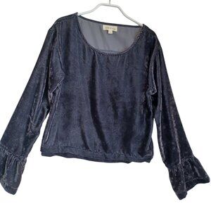 Cloth & Stone Top Charcoal Velvet Long Sleeve Top Womens Small